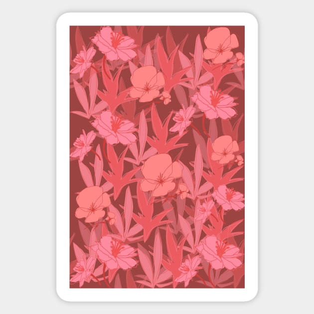Pink flower pattern Sticker by PedaDesign